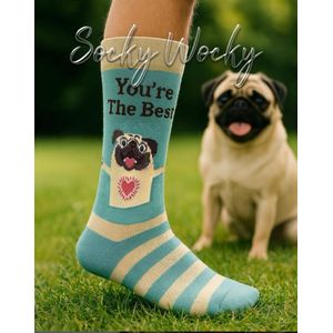 YOU'RE THE BEST - 2 Pack - Grappige Sokken voor Mannen & Vrouwen - BIG SHOE (41-46) Socks - Humorvolle Huissokken - Geschenk voor Heren, Dames, Vader, Moeder, Vriendin, Zus, Oma - Cadeau SOCKY WOCKY