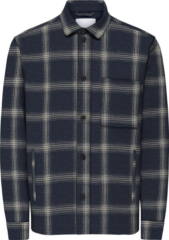 Only & Sons - Aiden Checked Twill - Overhemd - Donkerblauw - Grijs