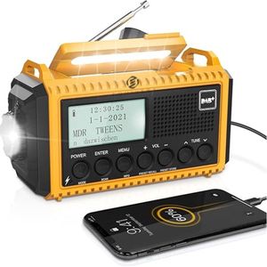 Equivera Noodradio - Noodradio - Emergency Radio - Survival Radio - Oorlog Radio - Opwindbare Radio - Solar Opwindbaar - Radio voor Rampen - SOS Alarm - Noodradio op Batterij - Draagbare Radio - AM/FM-Radio - Oplaadbare Batterij - Noodlader Telefoon