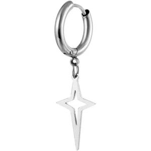 Oorring Star - The Jewellery Salon - Oorringen met hanger - Ster - Heren Oorbellen - Dames oorbellen - titanium