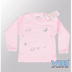 VIB® - Baby T-Shirt I Love You to the Moon and Back (Roze)-(0-3 mnd) - Babykleertjes - Baby cadeau