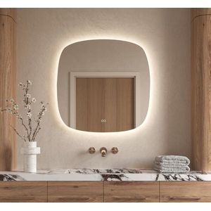 Deens ovale badkamerspiegel met indirecte verlichting, verwarming, instelbare lichtkleur en dimfunctie 80x80 cm