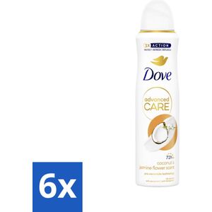 6 x Dove Deodorant Spray - Advanced Care - Kokos & Jasmijnbloem - 150 ml - Deodorant Spray - Anti-transpirant - Kokos - Jasmijn - Langdurige Frisheid