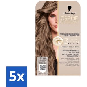 Schwarzkopf - Haarkleuring - Creme Supreme 7-16 - Cool Donker Asblond - 245g - Bulkverpakking - 5 stuks