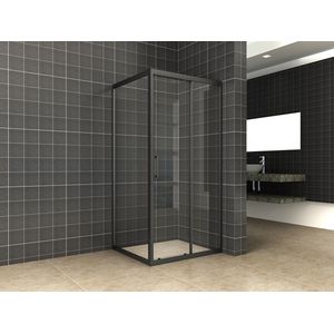 Skyline zijwand 800x2000 mat-zwart 8mm NANO voor skyline schuifbare nisdeur