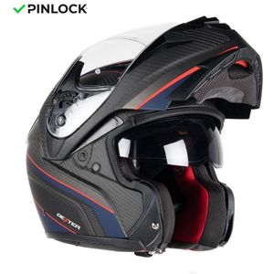 Motor Modulaire Modulaire helm ADRON CARBON STICKER MAT 22,06 Mat koolstofblauw/rood S van MOTOBLOUZ