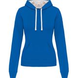 Kariban - K465 - Damessweater - Light Royal Blue / White - Met Capuchon