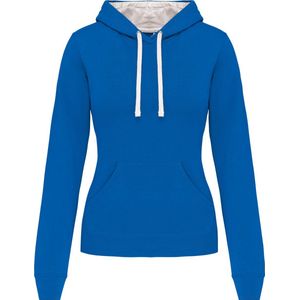 Kariban - K465 - Damessweater - Light Royal Blue / White - Met Capuchon