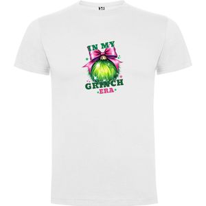Wit T-Shirt met “In my Grinch Era - Kerst“ Print Full Color Maat S