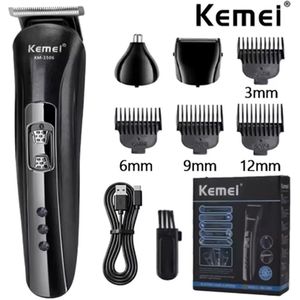 3in1 Kemei Scheerapparaat Set - Multifunctionele Usb Oplaadbare Krachtige Scheerapparaat met Haar/Baardtrimmer, Precisietrimmer/Shaver en Oor/Neustrimmer- Voor pijnloze ontharing en de perfecte Lichaamshaar verzorging - Kleur: Zilver/Zwart