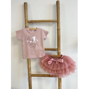 Verjaardag outfit-verjaardag setje-verjaardag kleding meisje-fotoshoot kleding meisje-girl-eerste verjaardag-1 jaar-deep pink-verjaardag jurk-kleedje verjaardag-set Shirley (mt 80)