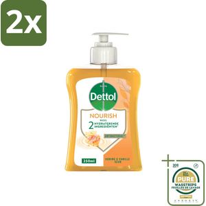 Dettol - Handzeep - Nourish - Honing & Vanille - 250 ml - Voordeelverpakking - 2 stuks - Handzeep met vanille - Verzorgende handzeep