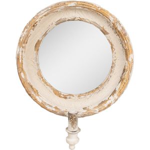 Clayre & Eef Spiegel 38x14x47 cm Beige Hout Glas Wandspiegel