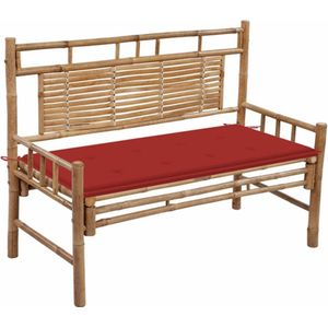 vidaXL - Tuinbank - met - kussen - 120 - cm - bamboe