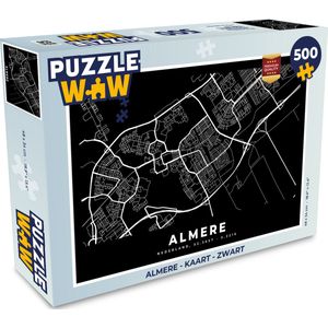 Puzzel Almere - Kaart - Zwart - Legpuzzel - Puzzel 500 stukjes