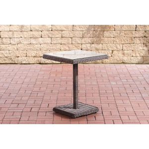 In And OutdoorMatch Bijzettafel Pierce - Glastafel - Tuintafel rotan wicker - Grijs - Salontafel - 59x59x73cm