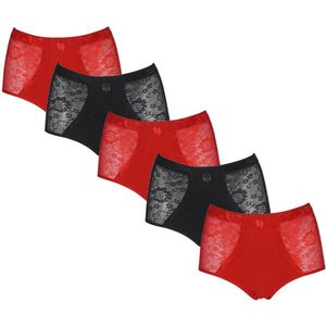 JC 5-Pack Licht corrigerende dames slips H201 assorti Zwart en Rood- maat L