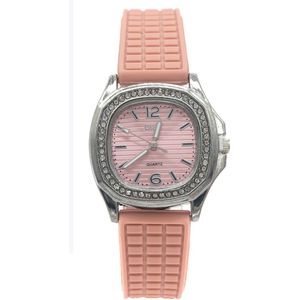 Horloge met Kralen - Kast 35 mm - Band Rubber - Roze