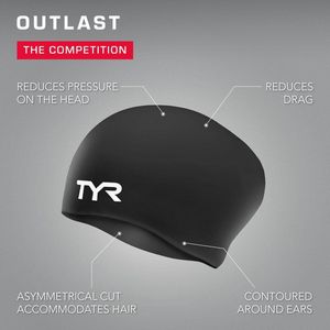 Zwarte siliconen badmuts voor lang haar - eenheidsmaat