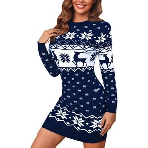 Elegante gebreide jurk voor dames - lange mouwen - knielange winterjurk