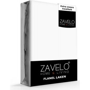 Zavelo Deluxe Flanel Laken Wit - 2-persoons (200x260 cm) - 100% katoen - Extra Dik - Zware Kwaliteit - Hotelkwaliteit