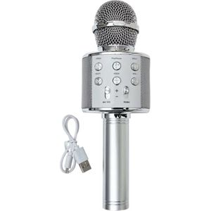 Karaoke microfoon bluetooth draadloos - stemvervormer - karaoke set- voor kinderen en volwassenen - zilver