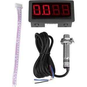 Toerenteller Digitaal 4 Digitale LED-display RPM Snelheidsmeterpaneel Inductieve Hall-sensor NPN Naderingsschakelaar (rood)