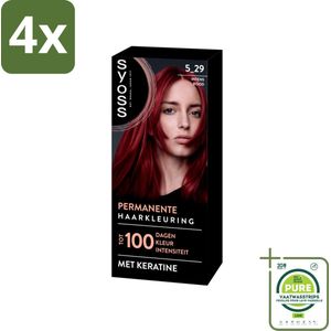 SYOSS - Coloration 5-29 Intens Rood - Haarverf - Grijsdekking - Vermindert Haarbreuk - Voordeelverpakking - 4 stuks - Permanente haarkleuring - Haarkleur