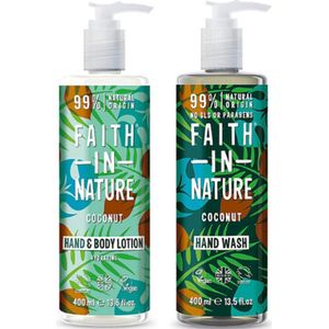 Faith In Nature Geschenkset - Hand Care - Coconut | Handwash & Hand-Bodylotion - 2x 400ml | 100% Natuurlijk - Vrij van parabenen en SLS