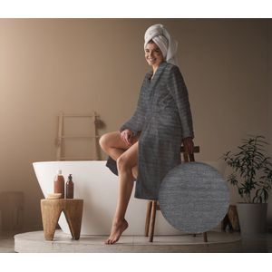 Heckett Lane Badjas Katoen Prestige - Classic Anthracite - MaatXL - Badjas 100% Katoen - Badjas Dames - Badjas Heren