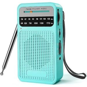 Radio op batterijen voor rampen - Werkt op AA Batterijen - Met vastmaakclip - AM/FM - Blauw - Compact - Makkelijk mee te nemen - Noodradio - Noodpakket