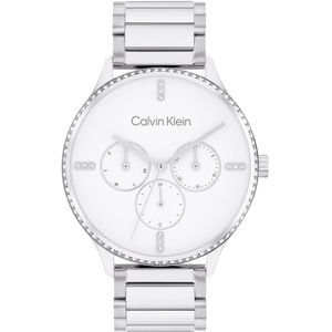 Calvin Klein CK25200373 Dress Dames Horloge - Mineraalglas - Staal - Zilverkleurig - 38 mm breed - Quartz - Vouw/Vlindersluiting - 3 ATM (spatwater)