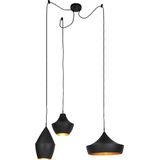 QAZQA depeche - Moderne LED Smart Hanglamp eettafel incl. wifi - 3 lichts - Ø 11 cm - Zwart Goud - Woonkamer