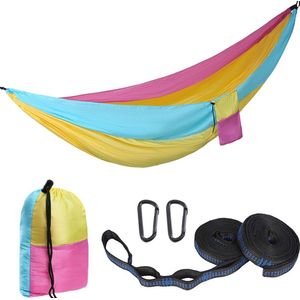 Kampeerhangmat - 270x140cm Ultralichte Reishangmat - Duurzame Ademende Nylon Reishangmat - Met Twee 10ft Boomriemen - Binnen Vrijetijdsschommel Hangstoel - Voor Buiten Kampeeraccessoires (330lbs Capaciteit)