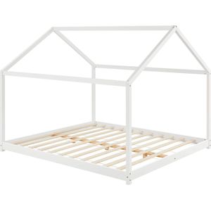 In And OutdoorMatch Kinderbed Sunny - Huisbed - Met Lattenbodem - 180x200cm - Wit - Snelle Montage