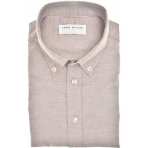 John Miller - Normale Fit - Overhemd - Lichtbruin - Katoen