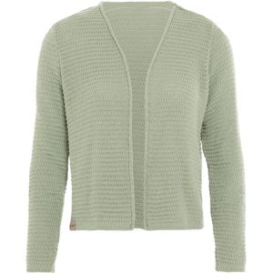 Knit Factory Isa Gebreid Vest - Gebreide dames cardigan - Dames zomervest - Kort vest op heuphoogte - Damesvest gemaakt uit 50% katoen en 50% acryl - Sage Green - 36/38