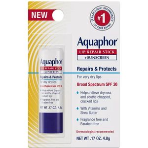 Aquaphor Lip Protectant + SPF 30 – Hydraterende Lippenbalsem met Zonnebescherming – 4.8 g