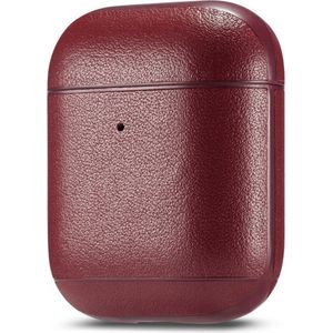 AirPods hoesje van By Qubix - AirPods 1/2 hoesje Genuine Leather Series - hard case - Wijn rood