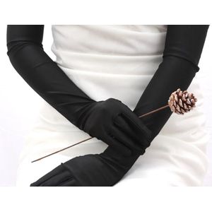 Zwarte handschoenen - 55 cm lang - satijnachtig - silk - sexy - classy - gala - verkleden - accessoire - jaren 20 - audrey hepburn - maskerade - the great gatsby