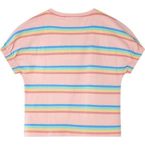 Kindershirt Regenboogstrepen - Maat 104 - Perzik