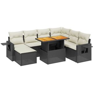 vidaXL Loungeset 8-delig - Rattan Zwart - Inclusief Kussens Loungeset - Tuinmeubels - Lounge Set - PE-rattan - Outdoor Furniture