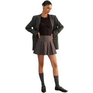 Trendyol Zwarte Premium Geplooide Minilengte Geweven Rok Van Hoge Kwaliteit Twoaw24Et00309