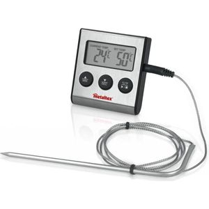 Tomado Metaltex - Kookthermometer Digitaal - kabel 100cm - Rvs Zilver