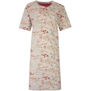Tenderness Dames Nachthemd - Botanisch Patroon - Beige - Maat S