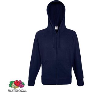 Fruit of the Loom Hoodie Met Rits Marineblauw Maat S