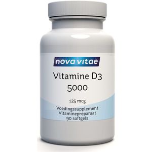 Nova Vitae - Vitamine D3 - 5000 IU - 125 mcg - Hoog Gedoseerd - 90 Capsules