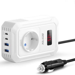 200W Spanningsomvormer 12V naar 230V AC met 4 USB Poorten - Ideaal voor Laptops en Smartphones