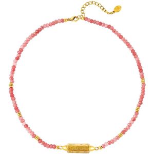 Yehwang - stenen - kralen - Yin Yang - stainless steel - Beads - Roze