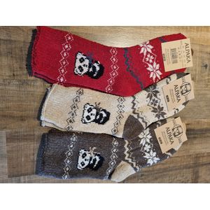 3 Paar - 100% Alpaca Wollen Sokken - Maat 39-42 - Wintersokken - Huissokken - Kerstsokken